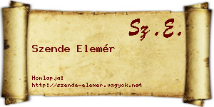 Szende Elemér névjegykártya